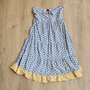 J. Crew Floral Blue and Yellow Dress Size Small